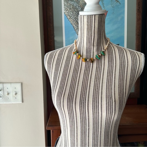 Golden Pearl & Italian Colorful Glass Beads Short Necklace Handmade OOAK - Picture 3 of 15